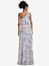 Rear View Thumbnail - Butterfly Botanica Silver Dove One-Shoulder Bow Blouson Bodice Maxi Dress