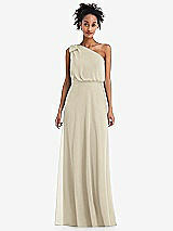 Front View Thumbnail - Champagne One-Shoulder Bow Blouson Bodice Maxi Dress