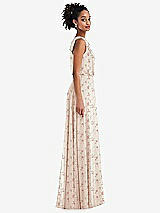 Side View Thumbnail - Coquette Floral Print One-Shoulder Bow Blouson Bodice Maxi Dress