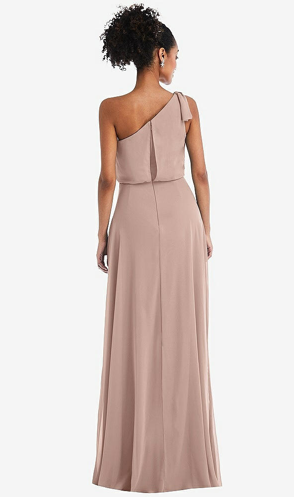 Back View - Neu Nude One-Shoulder Bow Blouson Bodice Maxi Dress