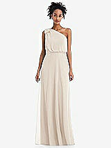 Front View Thumbnail - Oat One-Shoulder Bow Blouson Bodice Maxi Dress