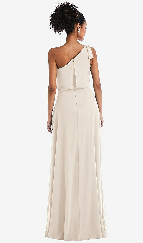 Back View - Oat One-Shoulder Bow Blouson Bodice Maxi Dress