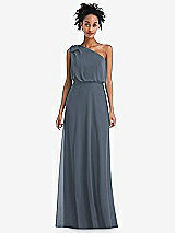 Front View Thumbnail - Silverstone One-Shoulder Bow Blouson Bodice Maxi Dress