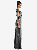 Side View Thumbnail - Stardust Cap Sleeve Wrap Bodice Sequin Maxi Dress