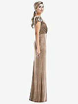 Side View Thumbnail - Topaz Flutter Sleeve Wrap Bodice Velvet Maxi Dress with Pockets