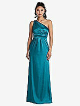 Front View Thumbnail - Oasis One-Shoulder Draped Satin Maxi Dress