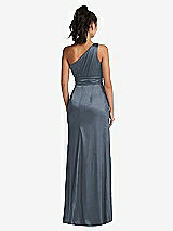 Rear View Thumbnail - Silverstone One-Shoulder Draped Satin Maxi Dress