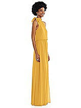 Side View Thumbnail - NYC Yellow Scarf Tie High Neck Blouson Bodice Maxi Dress with Front Slit