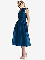 Side View Thumbnail - Comet Scarf-Tie High-Neck Halter Organdy Midi Dress