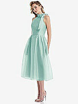 Side View Thumbnail - Coastal Scarf-Tie High-Neck Halter Organdy Midi Dress