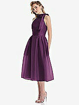 Side View Thumbnail - Aubergine Scarf-Tie High-Neck Halter Organdy Midi Dress