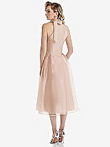 Rear View Thumbnail - Cameo Scarf-Tie High-Neck Halter Organdy Midi Dress