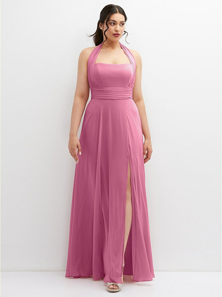 Dessy Strapless Notch Chiffon Maxi deals Bridesmaid Formal Dress Cameo Pink 16