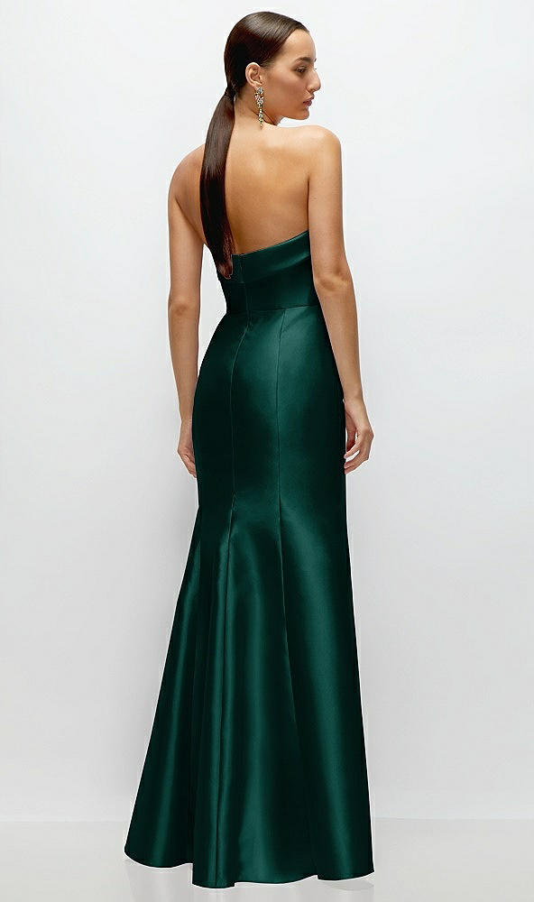 Back View - Evergreen Strapless Cuff Neckline Satin Trumpet Gown