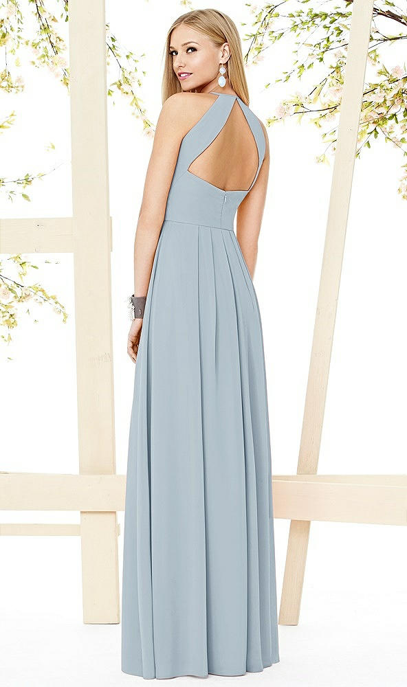 Back View - Mist Open-Back Shirred Halter Dress