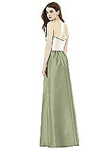 Rear View Thumbnail - Sage & Ivory Full Length Strapless Satin Twill dress with Pockets