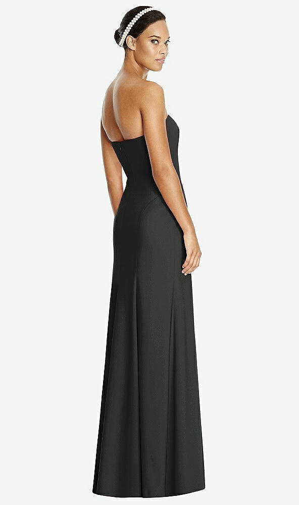 Back View - Black Sweetheart Strapless Flared Skirt Maxi Dress