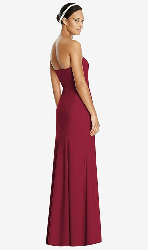 Back View - Burgundy Sweetheart Strapless Flared Skirt Maxi Dress