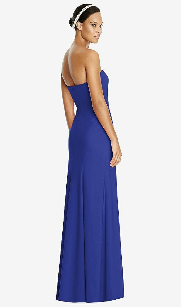 Back View - Cobalt Blue Sweetheart Strapless Flared Skirt Maxi Dress