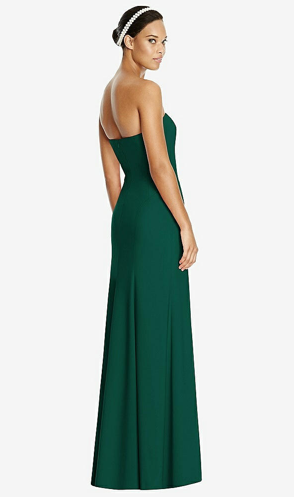 Back View - Hunter Green Sweetheart Strapless Flared Skirt Maxi Dress