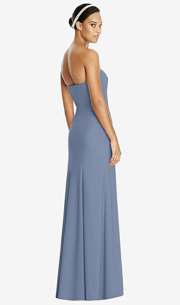 Back View - Larkspur Blue Sweetheart Strapless Flared Skirt Maxi Dress