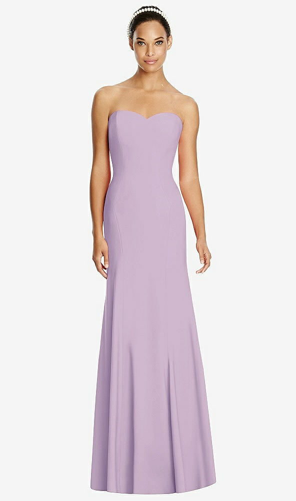 Front View - Pale Purple Sweetheart Strapless Flared Skirt Maxi Dress