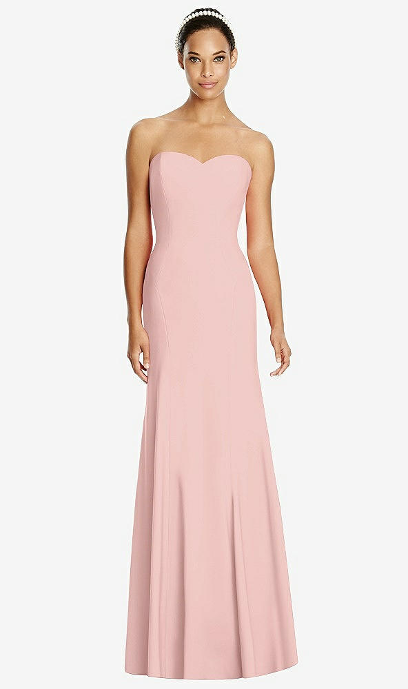 Front View - Rose Sweetheart Strapless Flared Skirt Maxi Dress