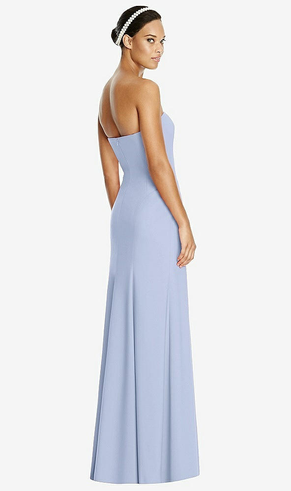 Back View - Sky Blue Sweetheart Strapless Flared Skirt Maxi Dress