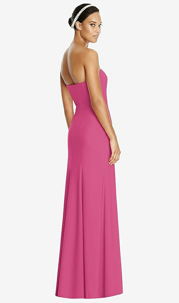 Back View - Tea Rose Sweetheart Strapless Flared Skirt Maxi Dress