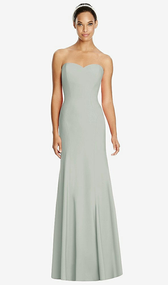 Front View - Willow Green Sweetheart Strapless Flared Skirt Maxi Dress