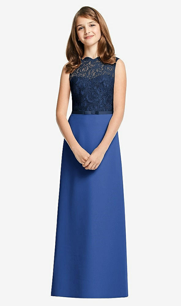 Front View - Classic Blue & Midnight Navy Dessy Junior Bridesmaid Dress JR540