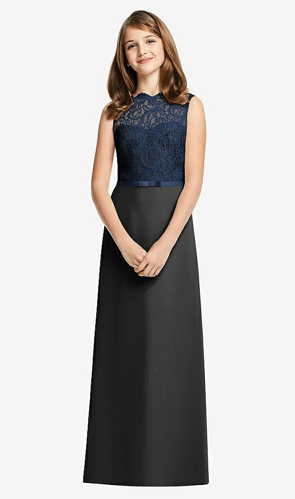 Front View - Black & Midnight Navy Dessy Junior Bridesmaid Dress JR540