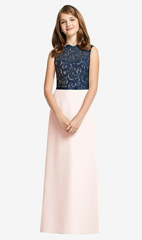 Front View - Blush & Midnight Navy Dessy Junior Bridesmaid Dress JR540