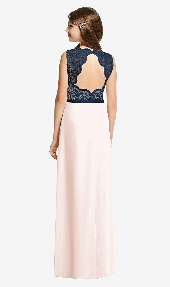 Back View - Blush & Midnight Navy Dessy Junior Bridesmaid Dress JR540