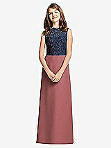 Front View Thumbnail - English Rose & Midnight Navy Dessy Junior Bridesmaid Dress JR540