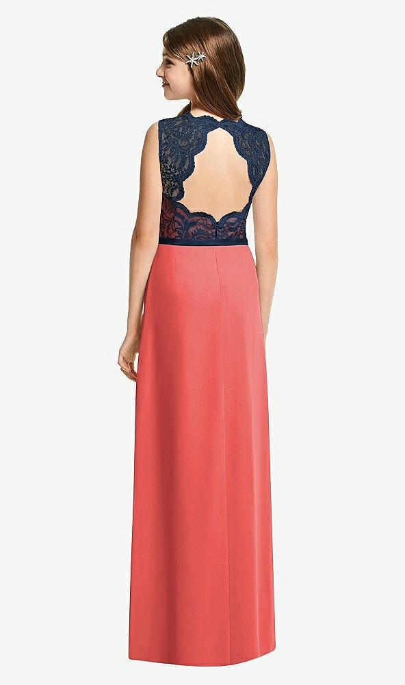 Back View - Perfect Coral & Midnight Navy Dessy Junior Bridesmaid Dress JR540