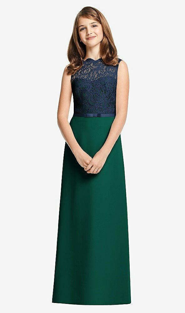 Front View - Hunter Green & Midnight Navy Dessy Junior Bridesmaid Dress JR540