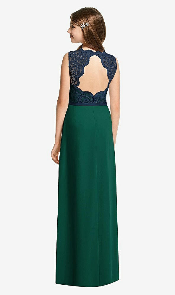 Back View - Hunter Green & Midnight Navy Dessy Junior Bridesmaid Dress JR540