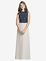 Front View Thumbnail - Oyster & Midnight Navy Dessy Junior Bridesmaid Dress JR540