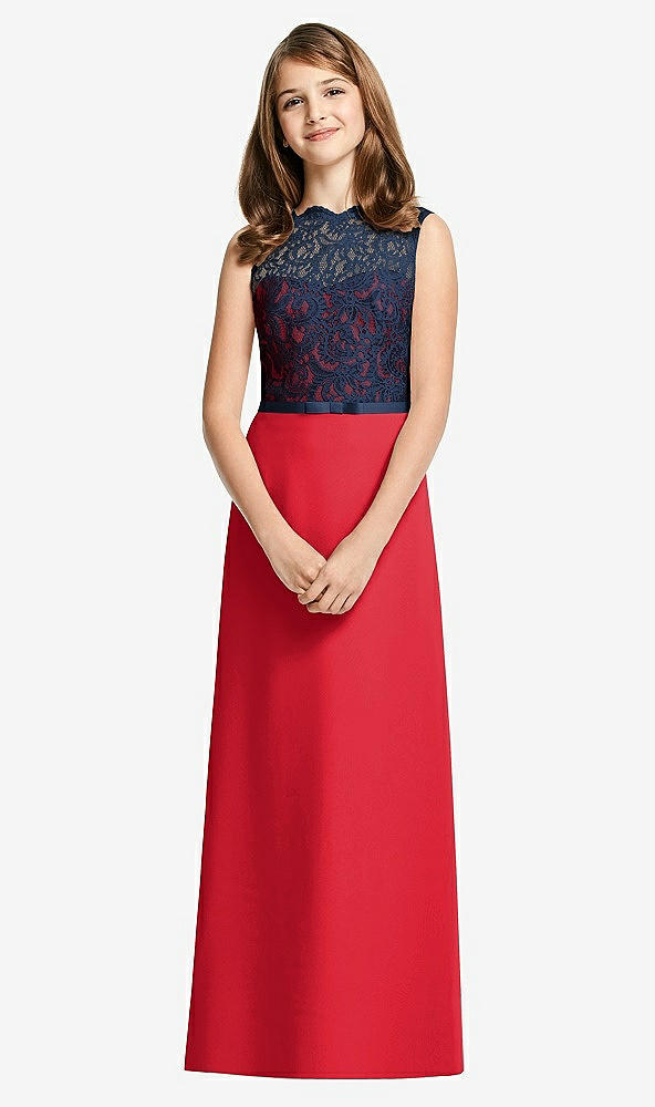 Front View - Parisian Red & Midnight Navy Dessy Junior Bridesmaid Dress JR540