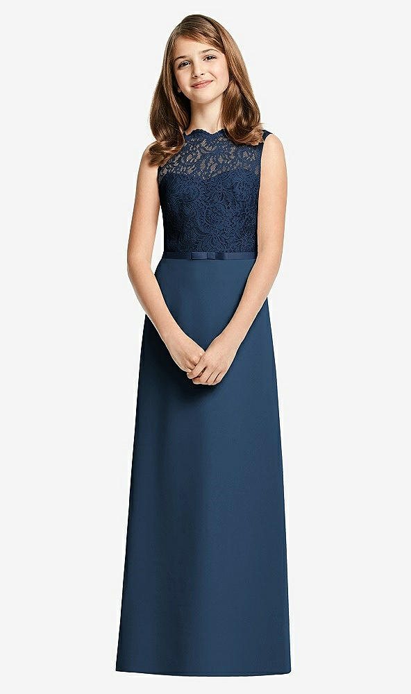 Front View - Sofia Blue & Midnight Navy Dessy Junior Bridesmaid Dress JR540