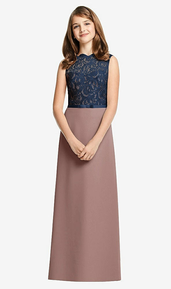 Front View - Sienna & Midnight Navy Dessy Junior Bridesmaid Dress JR540