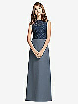 Front View Thumbnail - Silverstone & Midnight Navy Dessy Junior Bridesmaid Dress JR540