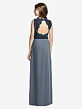 Rear View Thumbnail - Silverstone & Midnight Navy Dessy Junior Bridesmaid Dress JR540