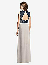 Rear View Thumbnail - Taupe & Midnight Navy Dessy Junior Bridesmaid Dress JR540