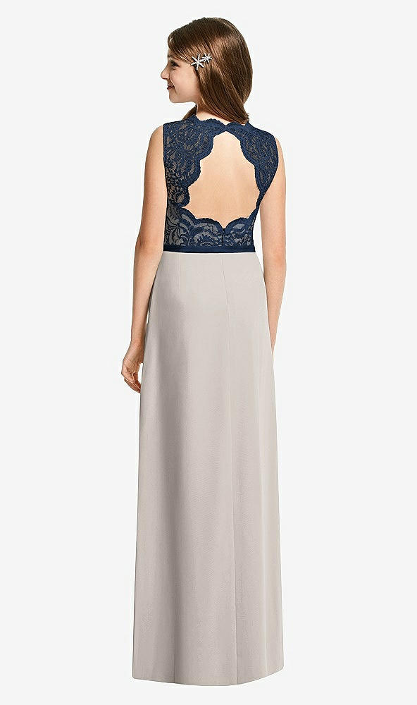 Back View - Taupe & Midnight Navy Dessy Junior Bridesmaid Dress JR540