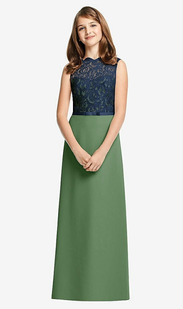 Front View - Vineyard Green & Midnight Navy Dessy Junior Bridesmaid Dress JR540