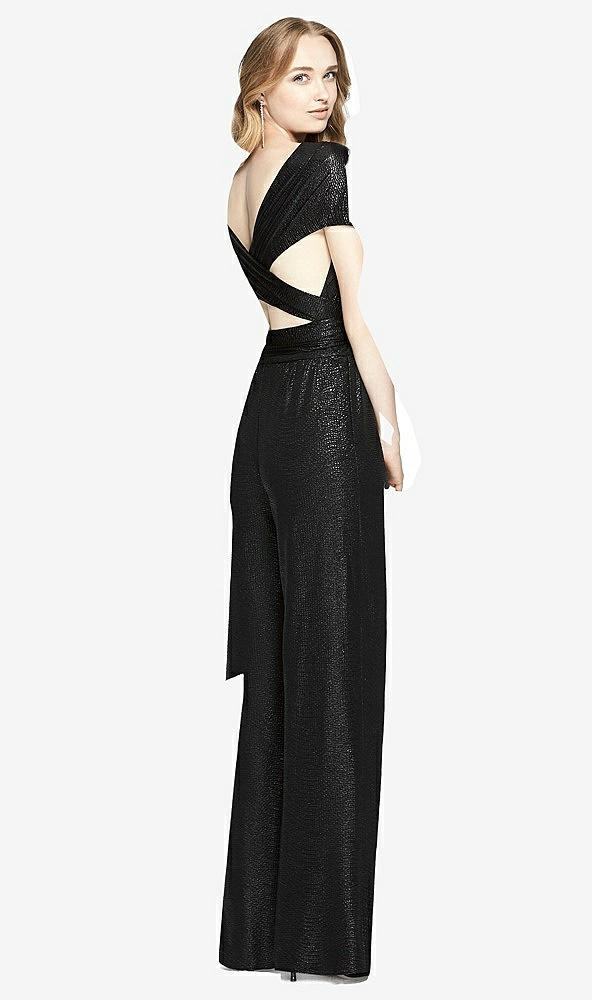 Back View - Black Soho Metallic Twist Jumpsuit