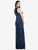 Rear View Thumbnail - Midnight Navy Sleeveless Scoop Neck Metallic Trumpet Gown