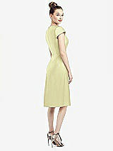 Rear View Thumbnail - Butter Yellow Cap Sleeve V-Neck Satin Midi Dress with Pockets